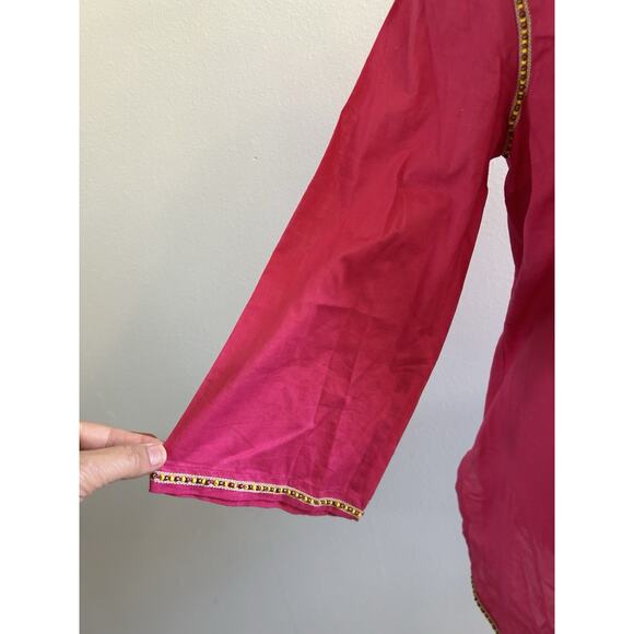 INC Pink Beaded Tunic Coverup boho festival resort vacation Embroidered  sz 6 - Picture 9 of 10